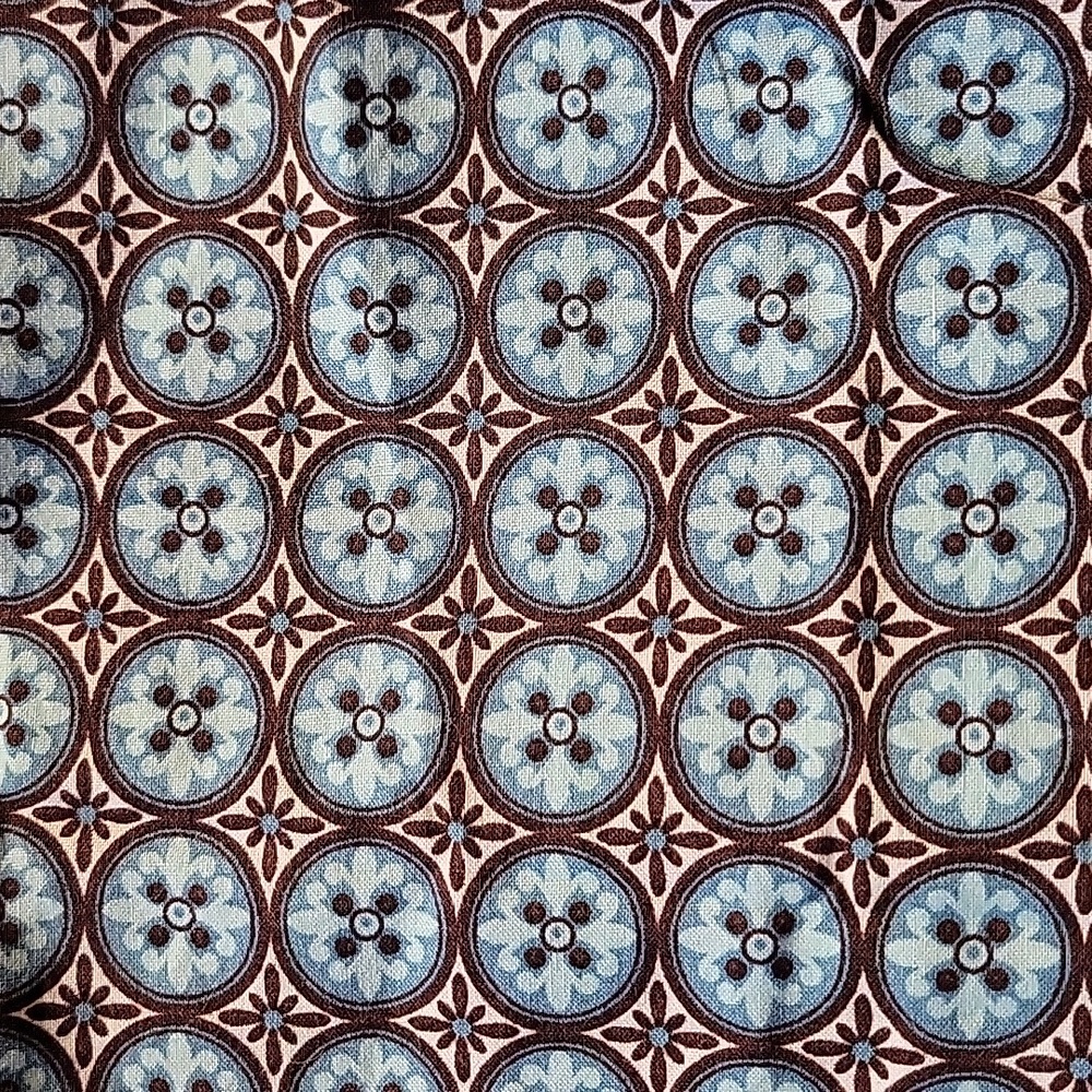 Geometric,mod,circles, and floral patterns turquoise,  brown, blue, gray, 1/4 yd